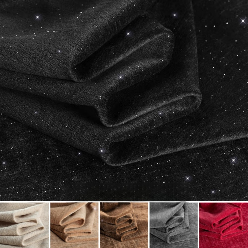 Sewing Thread In Textile - Tessuto Chenille con Filo Argentato Glitterato